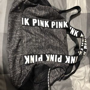 Pink duffel bag